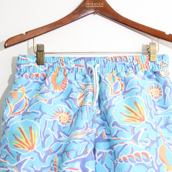 Chubbies Swim Trunk Shorts Seashells Fish Ocean Blue 5" Inseam Size Medium - Picture 2 of 12